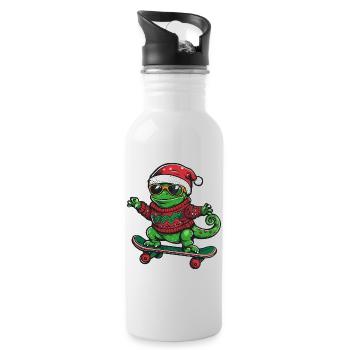 Caméléon Noël drôle - Gourde avec paille intégrée - blanc - Droite