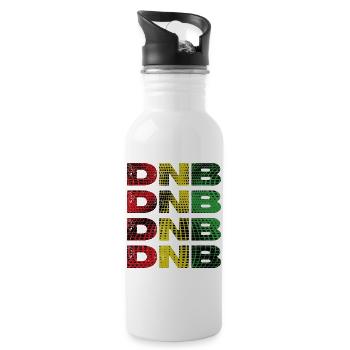 DNB Gitter Regenbogen Druck - Trinkflasche mit integriertem Trinkhalm - Weiß - Rechts