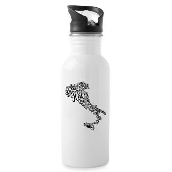Karte Italien Mandala Blumen Reise Italienisches Geschenk - Trinkflasche mit integriertem Trinkhalm - Weiß - Rechts