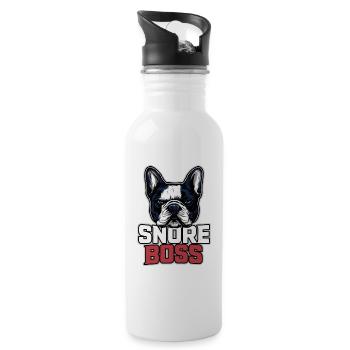Lustiges Hundemotiv für Frenchie Fans - Trinkflasche mit integriertem Trinkhalm - Weiß - Rechts