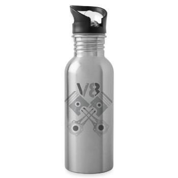 Moteur V8 à piston – Conception de puissance mécanique - Gourde avec paille intégrée - argent clair - Droite