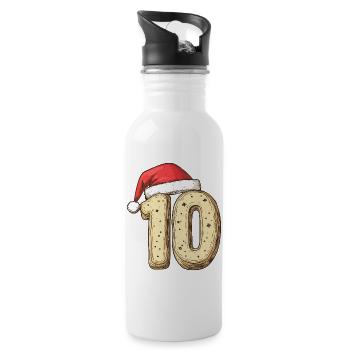 Biscuit de Noël à 10 chiffres - Gourde avec paille intégrée - blanc - Droite