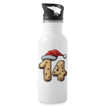14 Number Biscuit Christmas - Water bottle with straw - white - Right