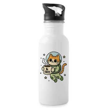 Cat Astronaut Zen Mug - Water bottle with straw - white - Right
