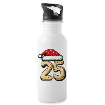 25 Number Biscuit Christmas - Water bottle with straw - white - Right