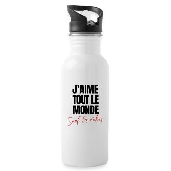 j'aime tout le monde sauf les autres - Gourde avec paille intégrée - blanc - Droite