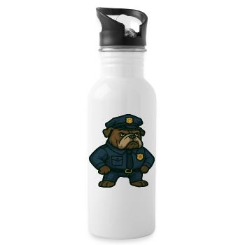 Dessin animé d’officier de police bouledogue - Gourde avec paille intégrée - blanc - Droite
