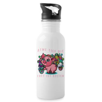 Pink Pig with Colorful Balloons (Furtz) - Water bottle with straw - white - Right