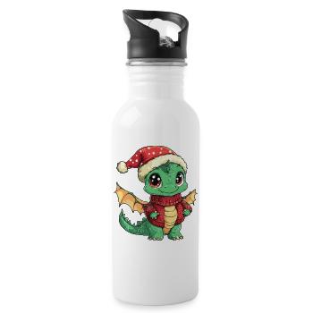 Dragon Christmas - Water bottle with straw - white - Right