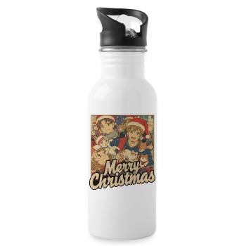 Anime Cats Christmas Party - Water bottle with straw - white - Right
