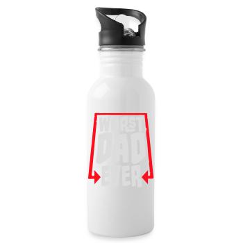Worst Dad Ever Lustig Sarkastisch Vatertag Papa - Trinkflasche mit integriertem Trinkhalm - Weiß - Rechts