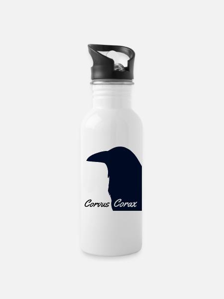 Corvus Corax - Water bottle with straw - white