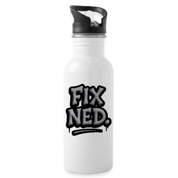 Fix Ned – Wienerisch Dialekt Spruch aus Österreich - Trinkflasche mit integriertem Trinkhalm - Weiß - Rechts