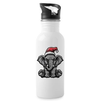 Mammut Weihnachten - Trinkflasche mit integriertem Trinkhalm - Weiß - Rechts