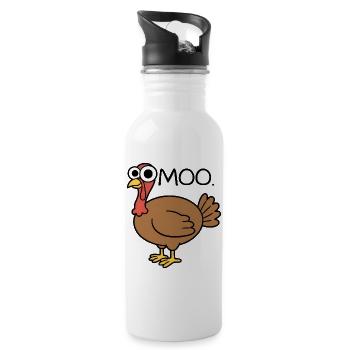 Turkey moo, pretending it's a cow, funny - Water bottle with straw - white - Right