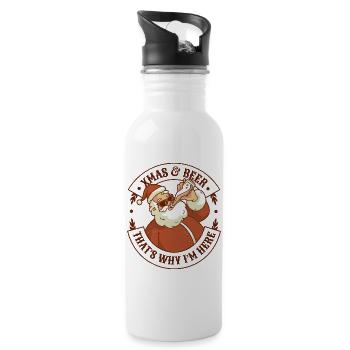 Xmas and Beer - Water bottle with straw - white - Right