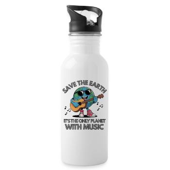 Save the Earth -It's the only Planet with Music - Water bottle with straw - white - Right