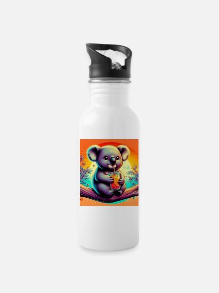 Koala - Trinkflasche mit integriertem Trinkhalm - Weiß