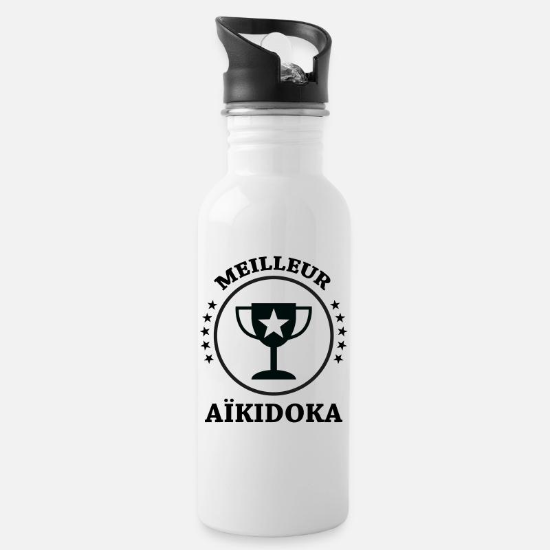 Best Aikido - Aikido - Water bottle with straw - white
