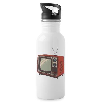 Vintage-Orange-Retro-Fernseher - Trinkflasche mit integriertem Trinkhalm - Weiß - Rechts