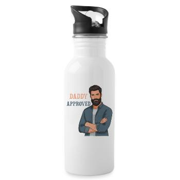 Daddy Approved Bart Mann Design - Trinkflasche mit integriertem Trinkhalm - Weiß - Rechts