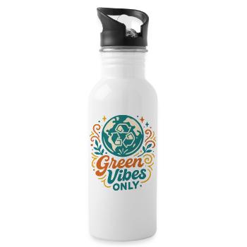 Pure green vibes - Water bottle with straw - white - Right