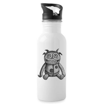 MONSTER DOLL #7 [Black & White] - Water bottle with straw - white - Right