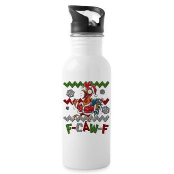Ugly Christmas Sweater F-CAW-F Chicken - Trinkflasche mit integriertem Trinkhalm - Weiß - Rechts