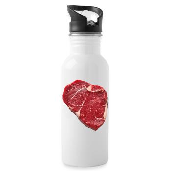 Steak - Trinkflasche mit integriertem Trinkhalm - Weiß - Rechts