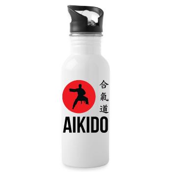 Aikido – Kampfsport – Aikido - Trinkflasche mit integriertem Trinkhalm - Weiß - Rechts