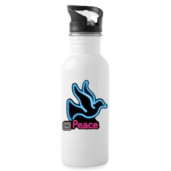 DOVE NEON – Frieden & Liebe - Trinkflasche mit integriertem Trinkhalm - Weiß - Rechts