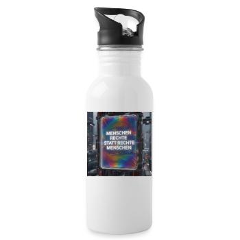 Human rights instead of right-wing people Future Design - Water bottle with straw - white - Right