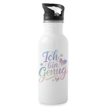 Ich Bin Genug Pastell Selflove Selbstliebe - Trinkflasche mit integriertem Trinkhalm - Weiß - Rechts