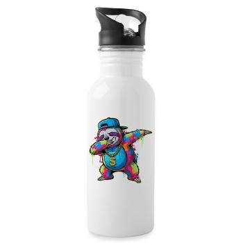 Dabbing Sloth Street Style - Street Art Graffiti - Trinkflasche mit integriertem Trinkhalm - Weiß - Rechts