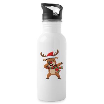 Lustiges dabbing Rentier Weihnachten - Trinkflasche mit integriertem Trinkhalm - Weiß - Rechts