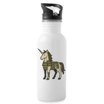 Samurai Armor Unicorn Warrior Fantasy Design - Water bottle with straw - white - Right