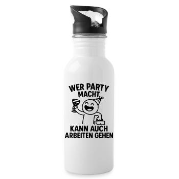 Party Celebration Work Ethic Clever Saying - Water bottle with straw - white - Right