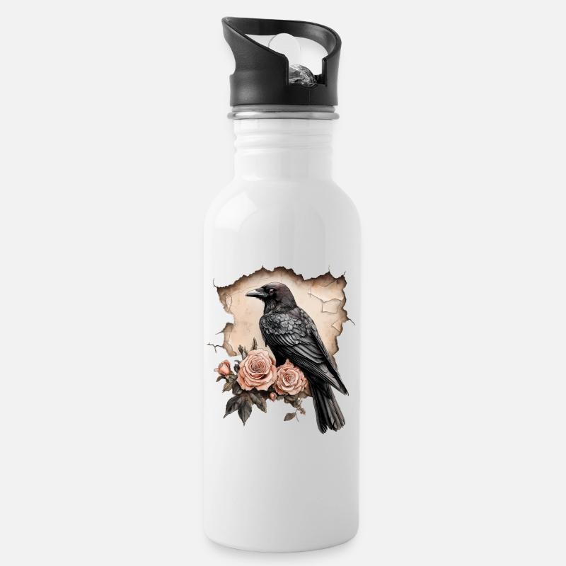 Raven Vintage Roses - Gourde avec paille intégrée - blanc