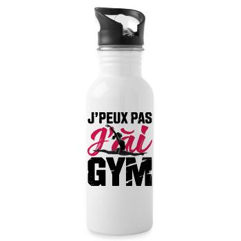 Gymnastik Geschenk Ich kann nicht Ich habe Gym - Trinkflasche mit integriertem Trinkhalm - Weiß - Rechts