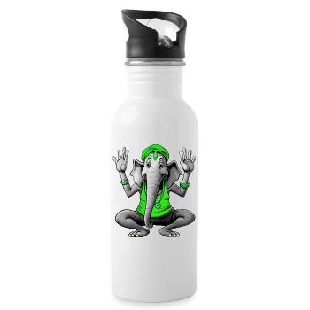 Elephant Yoga - Water bottle with straw - white - Right