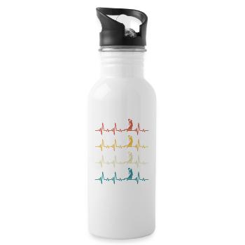 Basketball Retro Heartbeat Basketball Player - Water bottle with straw - white - Right