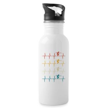 Pétanque Herzschläge Geschenk-Bowler - Trinkflasche mit integriertem Trinkhalm - Weiß - Rechts