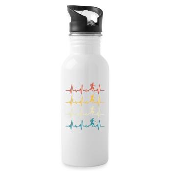 Football Retro Heartbeat footballer - Gourde avec paille intégrée - blanc - Droite