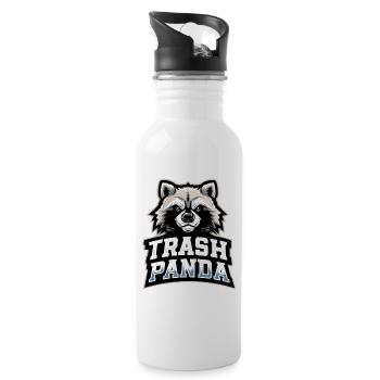 Trash Panda Waschbär Emblem - Trinkflasche mit integriertem Trinkhalm - Weiß - Rechts