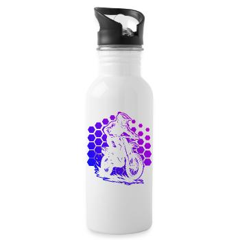 Motif amusant de motocross - Gourde avec paille intégrée - blanc - Droite
