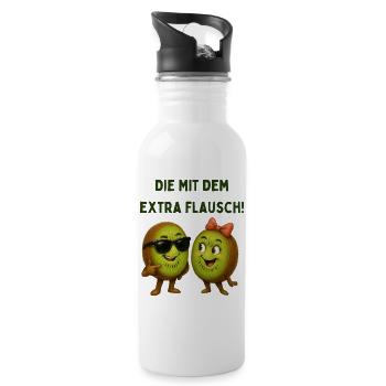 Kiwis mit extra Flausch - Trinkflasche mit integriertem Trinkhalm - Weiß - Rechts