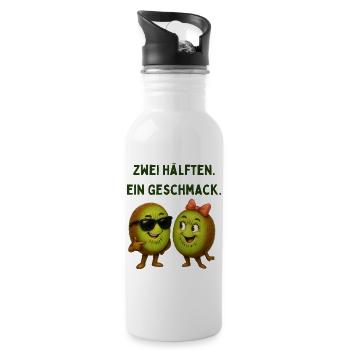 Two halves of a taste of kiwifruit - Water bottle with straw - white - Right