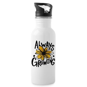 Sunny Daisy Skizze - Trinkflasche mit integriertem Trinkhalm - Weiß - Rechts