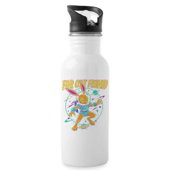 Far Out Bunny Weltraum - Trinkflasche mit integriertem Trinkhalm - Weiß - Rechts
