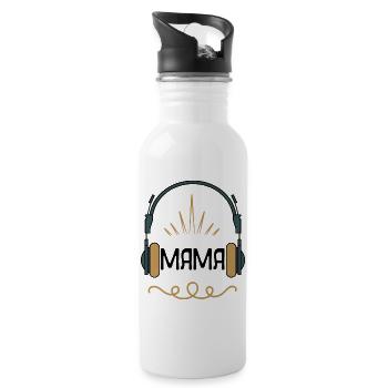 Mama & Musik – Retro Kopfhörer Design für Music - Trinkflasche mit integriertem Trinkhalm - Weiß - Rechts